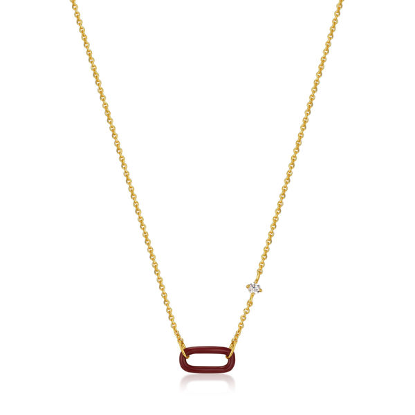 Picture of CLARET RED ENAMEL GOLD LINK NECKLACE