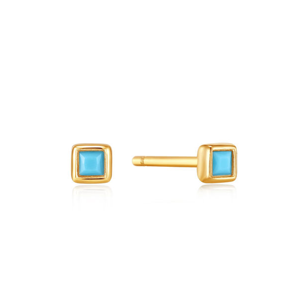 Picture of Turquoise Square Gold Stud Earrings
