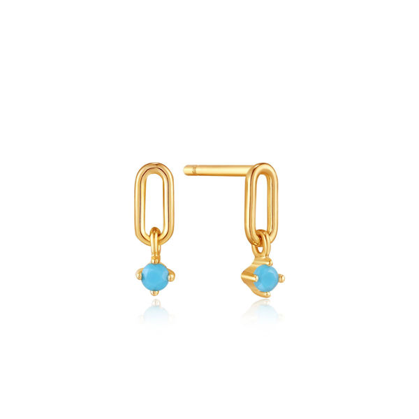 Picture of Turquoise Gold Link Stud Earrings