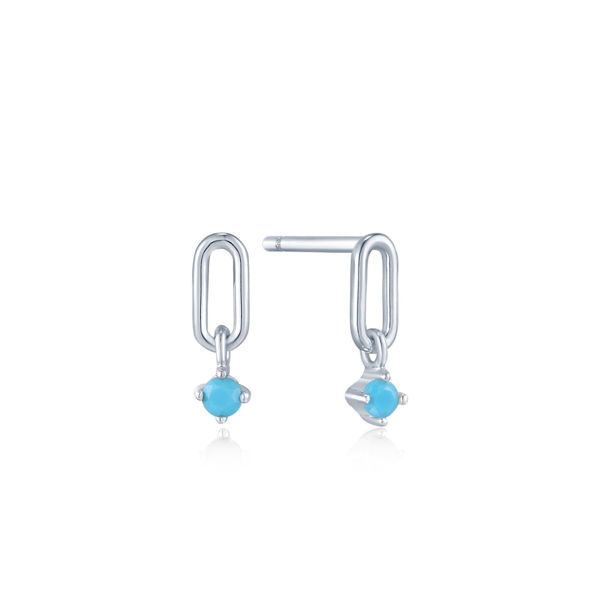 Picture of SILVER TURQUOISE LINK STUD EARRINGS