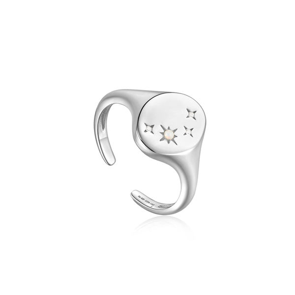 Picture of Silver Starry Kyoto Opal Adjustable Signet Ring
