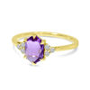 Picture of Hexagon Amethyst and Diamond Ring