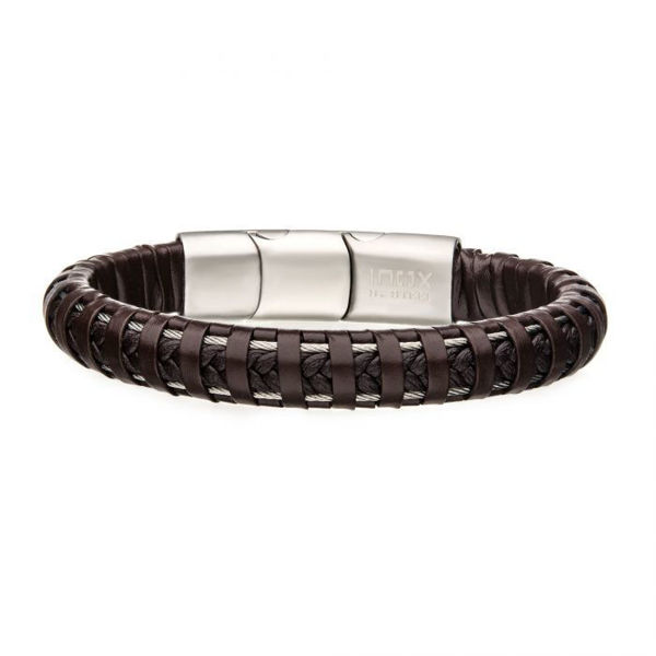 Picture of Brown Leather with Steel Clasp Bracelet