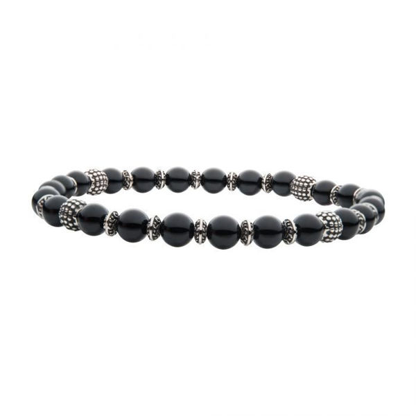Picture of Black Agate Stones with Black Oxidized Beads Bracelet