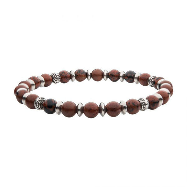 Picture of Brown Obsidian Stones with Black Oxidized Beads Bracelet