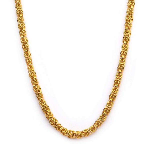 Picture of 6mm 18K Gold Plated King Byzantine Chain Necklace