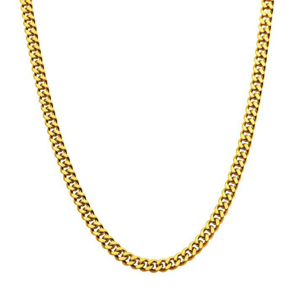Picture of 6mm 18K Gold Plated Diamond Cut Curb Chain Necklace