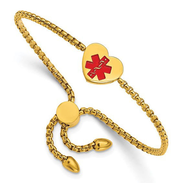 Picture of Stainless Steel Yellow IP Red Enamel Heart Med ID