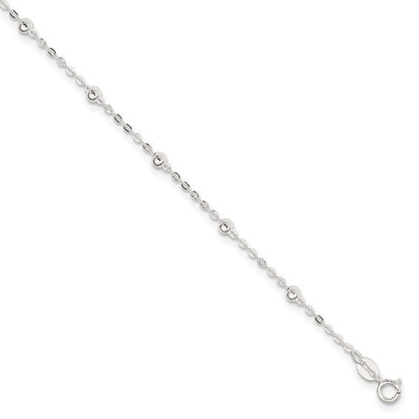 Picture of Sterling Silver Beaded Chain Anklet
