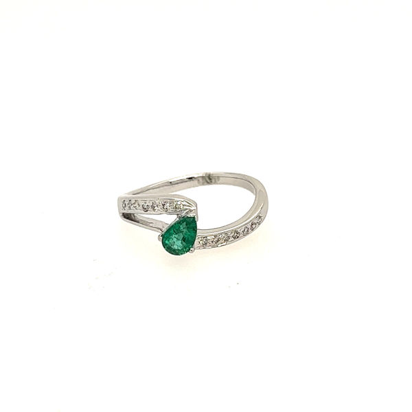 Picture of Pear Shape Emerald and Diamond Ring