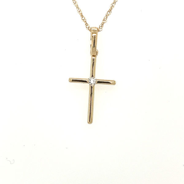 Picture of Yellow Diamond and Diamond Cross Necklace