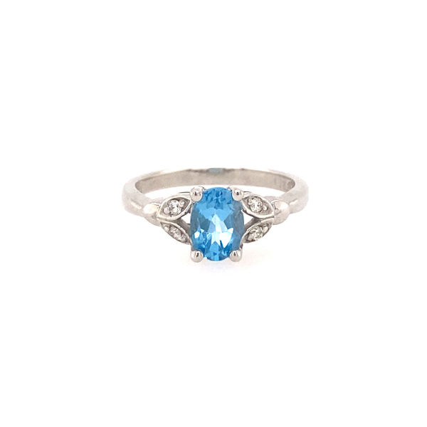 Picture of Swiss Blue Topaz and Diamond Ring