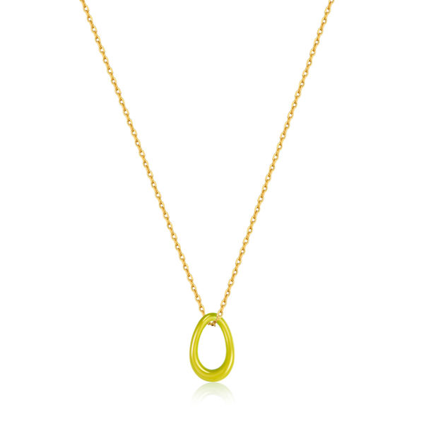 Picture of Neon Yellow Enamel Gold Twisted Pendant Necklace