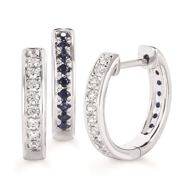 Picture of Diamond and Sapphire Reversible Hoops