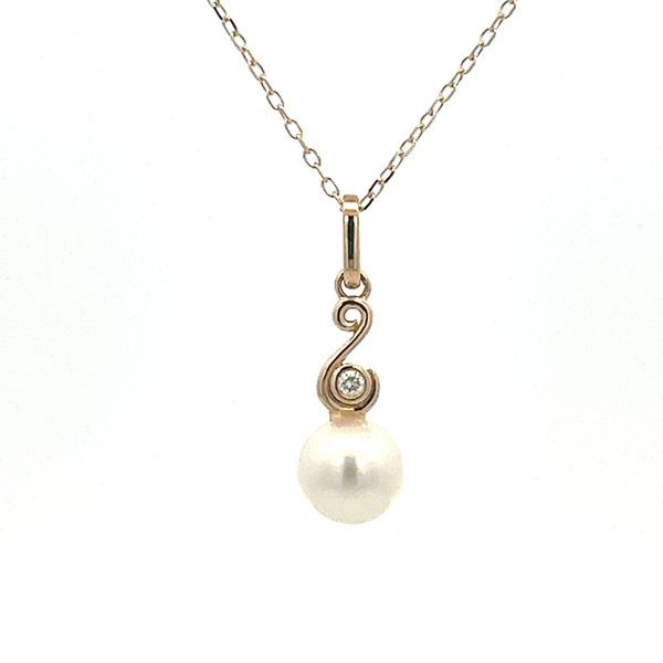 Picture of Pearl and Diamond Scroll Pendant