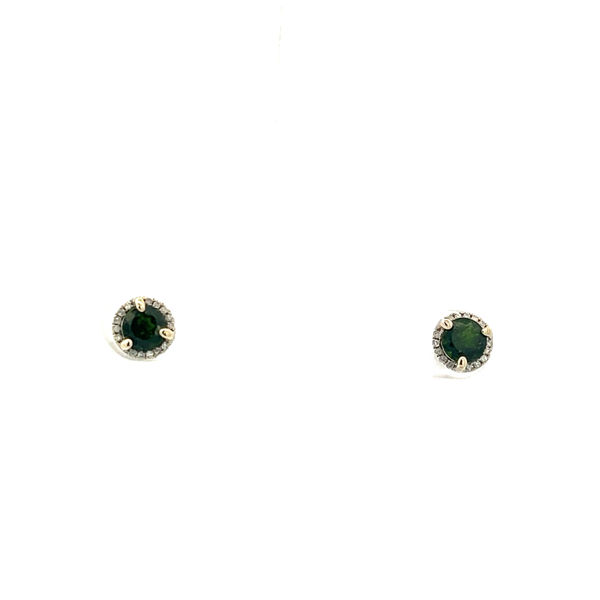 Picture of Chrome Diopside and Diamond Halo Earrings