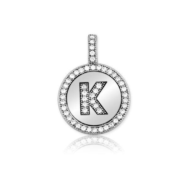 Picture of Sterling Silver Micro Pave Circle "K" Pendant