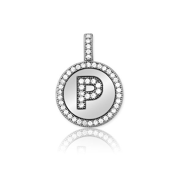 Picture of Sterling Silver Micro Pave Circle "P" Pendant