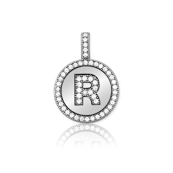 Picture of Sterling Silver Micro Pave Circle "R" Pendant