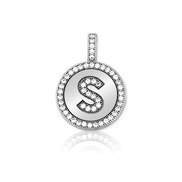 Picture of Sterling Silver Micro Pave Circle "S" Pendant