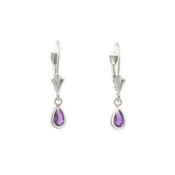 Picture of Pear Shaped Leverback Birthstone Earrings