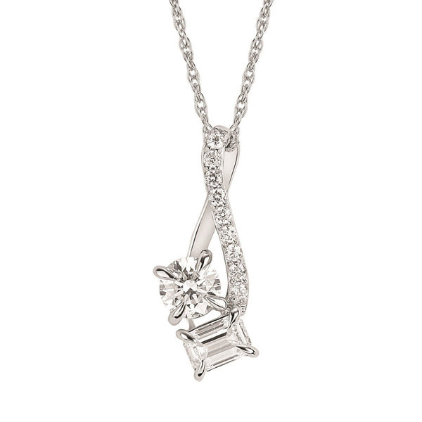 Picture of LAB Grown Round and Emerald Cut Diamond Pendant
