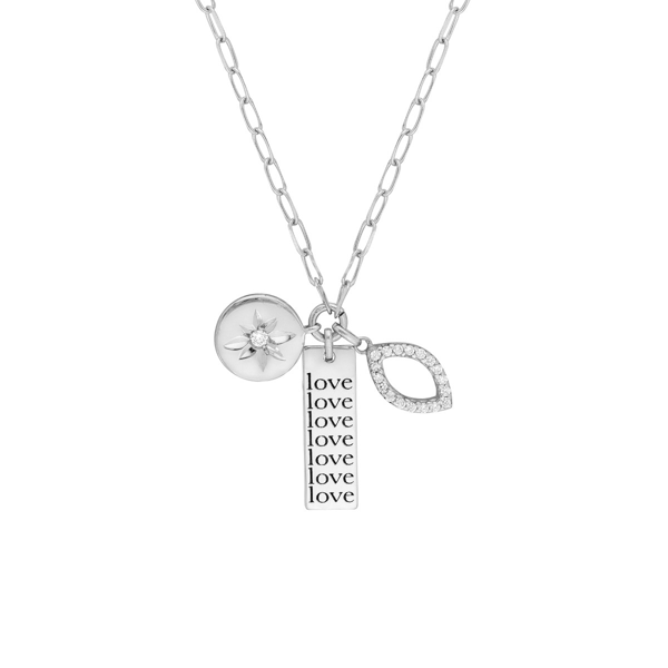 Picture of Love Bar Paper Clip Chain Charm Necklace