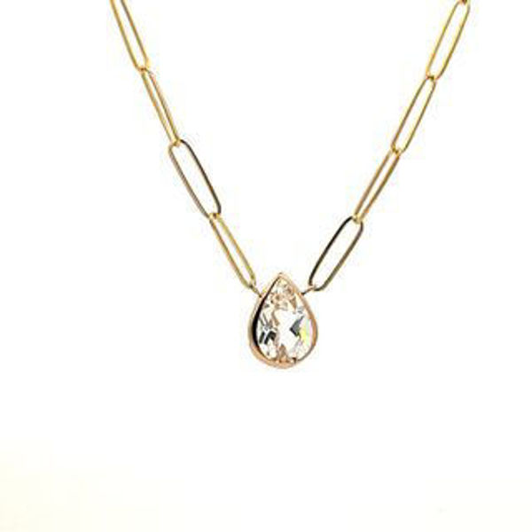 Picture of White Topaz Pear Paperclip Chain Necklace