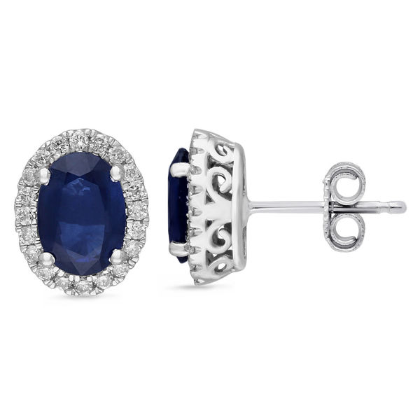 Picture of Halo Sapphire & Diamond Earrings