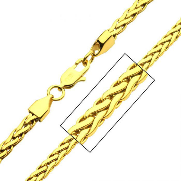 Picture of 5mm 18K High Polished Finish Gold IP Stainless Steel Spiga Chain Necklace