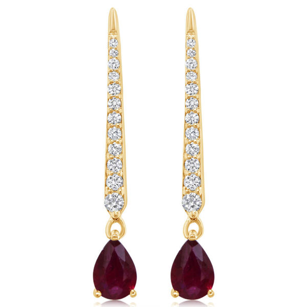 Picture of Ruby and Diamond Drop Earrings