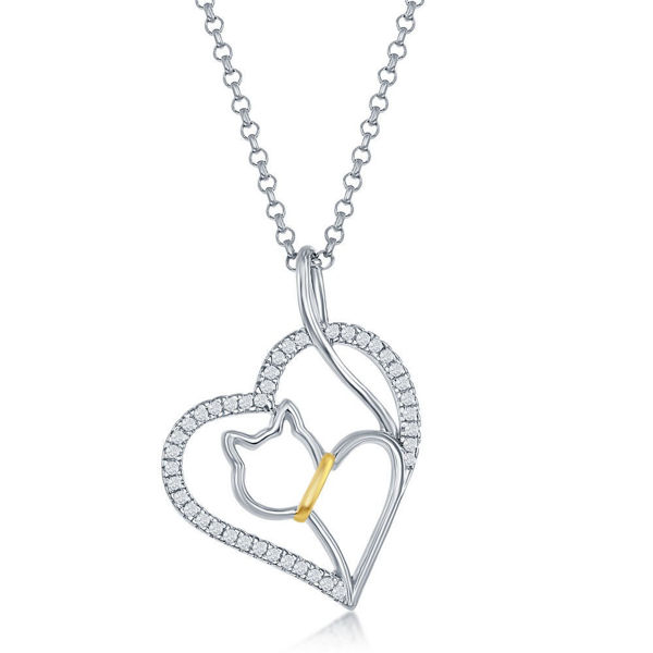 Picture of CZ Heart with Center Cat Cut-Out Pendant