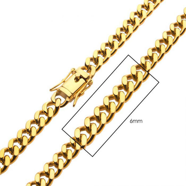 Picture of 6mm 18K Gold IP Miami Cuban Chain Necklace