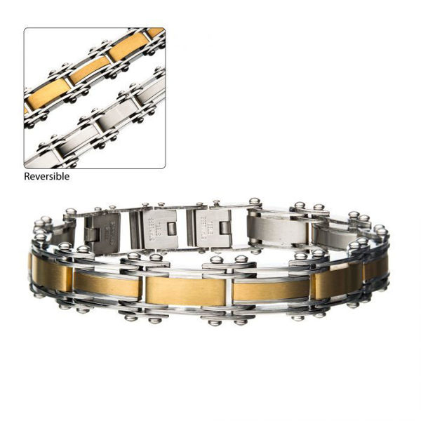 Picture of Steel & Gold IP Reversible Bracelet