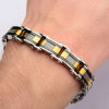 Picture of Double Sided Black IP with Gold IP & Steel Mesh Reversible Bracelet