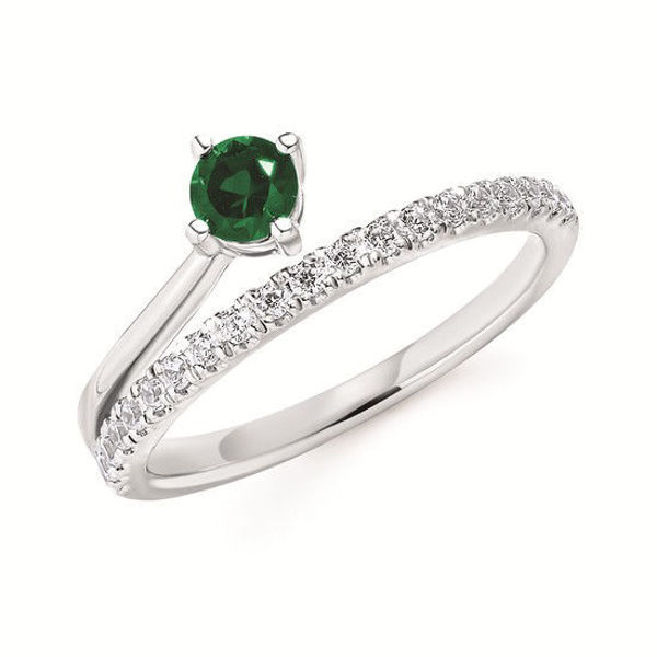 Picture of Free Form Emerald and Diamond Ring