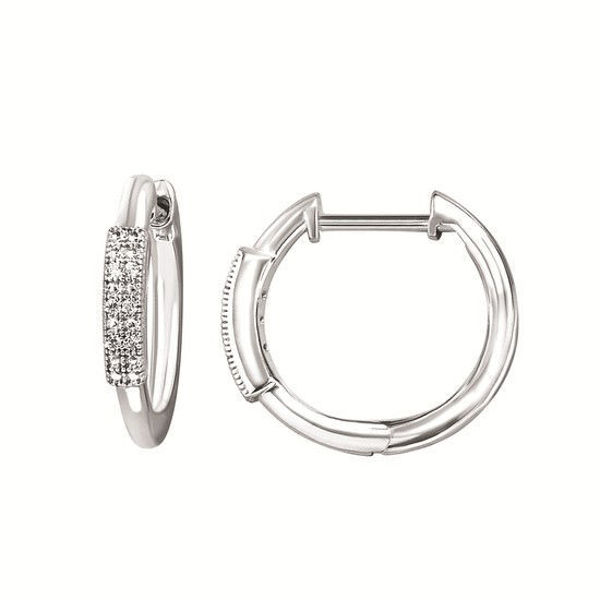 Picture of Diamond in Sterling Silver Hoop Earrings